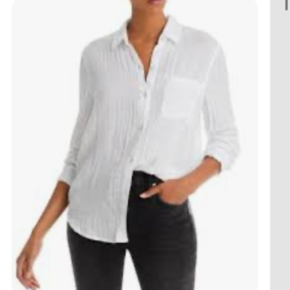 Women's White Muslin Gauze 100% cotton Button-Up Shirt